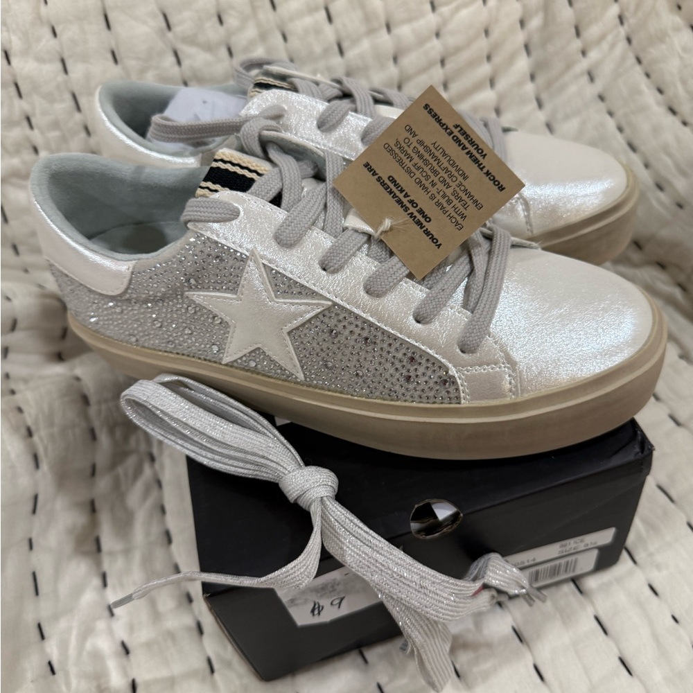 New shu shop Reba Silver and Beige Women's Sneakers size 8.5 - Picture 9 of 13